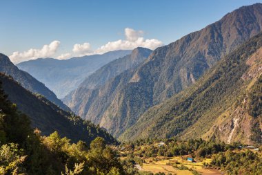 Dağ köyü: Sagarmatha Milli Parkı dağ Himalayaların Nepal pastoral Asya Köyü