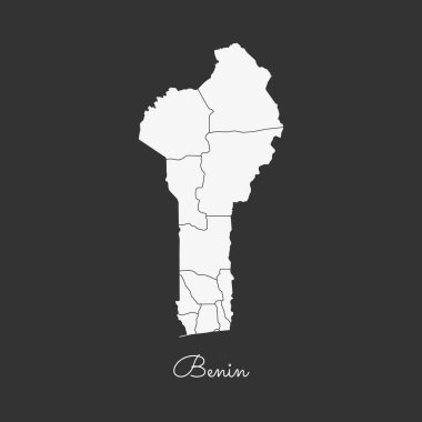 Benin bölgesi harita beyaz anahat Benin bölgeler vektör gri arka plan detaylı haritada