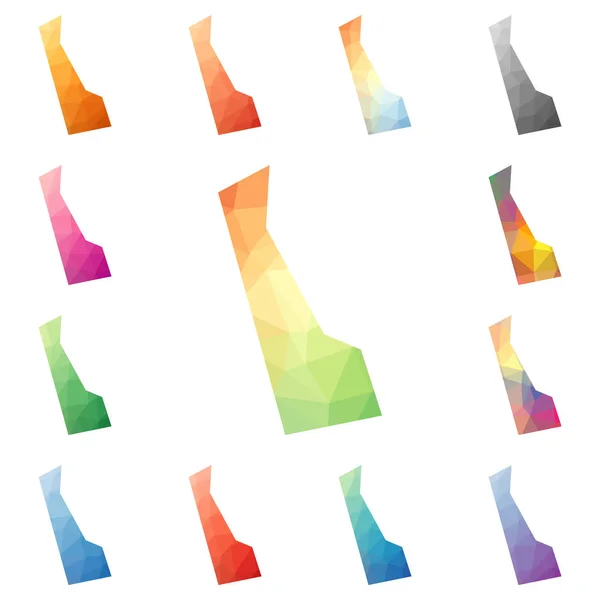 Delaware géométrique mosaïque polygonale style nous état cartes collection tessellation abstraite lumineuse — Image vectorielle