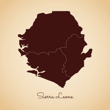 Sierra Leone bölge harita retro tarzı kahverengi anahat eski kağıt arka planda ayrıntılı harita Sierra