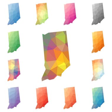 Indiana geometrik poligonal mozaik stil bize devlet haritalar koleksiyonu parlak soyut Mozaik