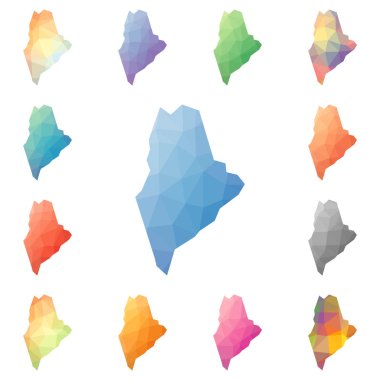 Bize haritalar koleksiyonu parlak soyut mozaik düşük devlet Maine geometrik poligonal mozaik stili