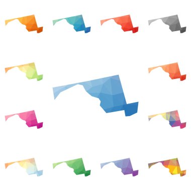 Maryland geometrik poligonal mozaik stil bize devlet haritalar koleksiyonu parlak soyut Mozaik