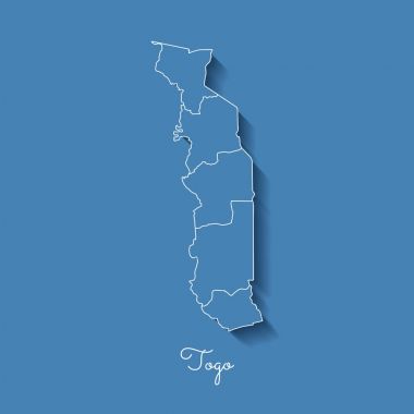 Togo bölgesi harita mavi beyaz anahat ve gölge Togo mavi arka plan detaylı haritada