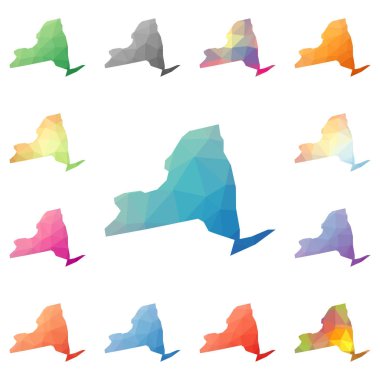New York geometrik poligonal mozaik tarzı bize haritalar koleksiyonu parlak soyut mozaik devlet
