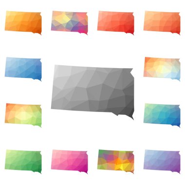 Güney Dakota geometrik poligonal mozaik tarzı bize haritalar koleksiyonu parlak soyut devlet