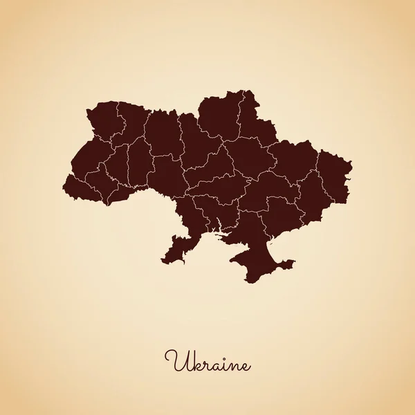 Ukraina regionu mapę stylu retro brąz konspektu na tle starego papieru szczegółowy mapa Ukrainy — Wektor stockowy