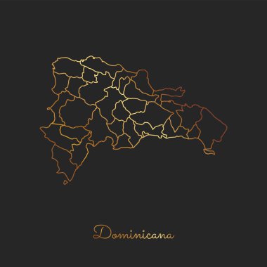 Dominicana bölgesi harita altın gradyan anahat koyu arka plan Dominicana Detaylı Haritası üzerinde