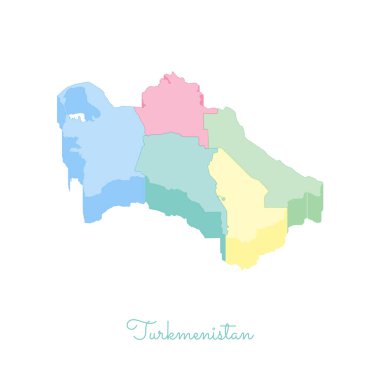 Türkmenistan bölgelerinde vektör harita Türkmenistan bölgesi harita renkli izometrik en iyi görünümü ayrıntılı