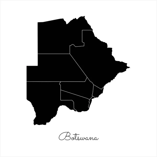 Carte de la région du Botswana contour noir sur fond blanc Carte détaillée des régions du Botswana Vector — Image vectorielle