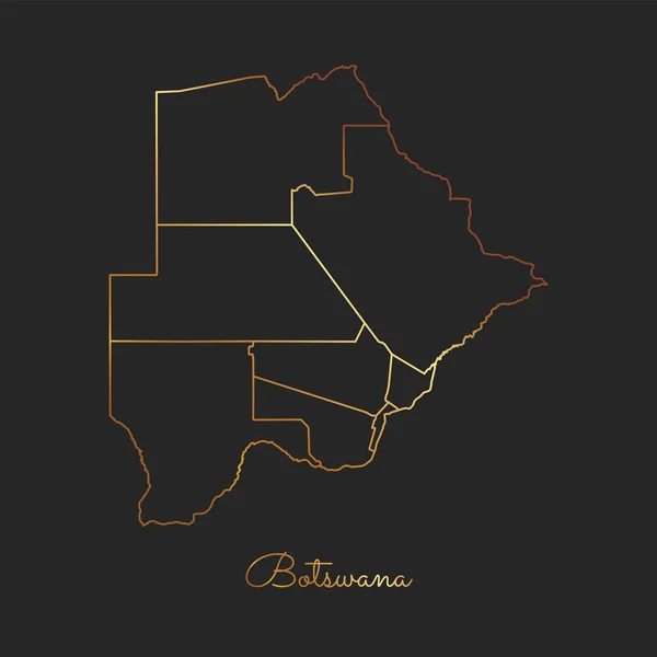 Botswana region map goldener Gradientenumriss auf dunklem Hintergrund detaillierte Karte der botswana region — Stockvektor