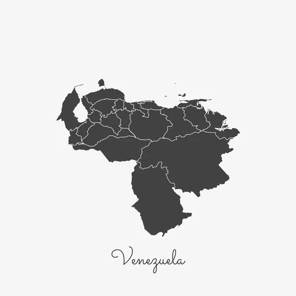 Venezuela region map grey outline on white background Mappa dettagliata delle regioni del Venezuela Vettore — Vettoriale Stock