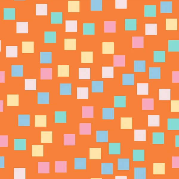 正方形パターン オレンジ色の幾何学的な背景意外なランダムな正方形幾何学的カオスを抽象化します。 — ストックベクタ
