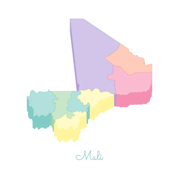 Mapa regional de Malí vista superior isométrica colorida Mapa detallado de Malí regiones Ilustración vectorial — Archivo Imágenes Vectoriales