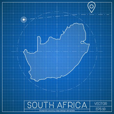 Güney Afrika blueprint Haritası şablonu ile başkent Pretoria blueprint Güney Afrika işaretlenmiş