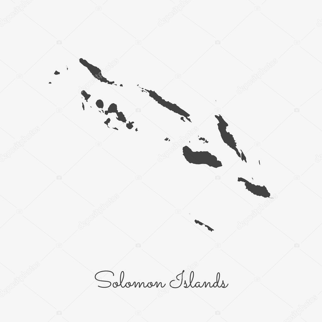 Solomon Islands region map grey outline on white background Detailed map of Solomon Islands