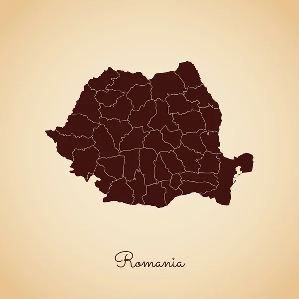 Rumunsko regionu mapa hnědé retro styl osnovy na staré papírové pozadí Detailní mapa Rumunska — Stockový vektor