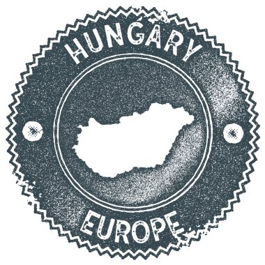 Macaristan haritası vintage damga Retro tarzı el yapımı etiket rozet veya öğe seyahat Hediyelik karanlık