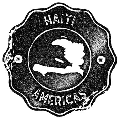 Haiti harita vintage damgası Retro tarzı el yapımı etiketi rozet veya öğe için seyahat Hatıra Eşyası siyah