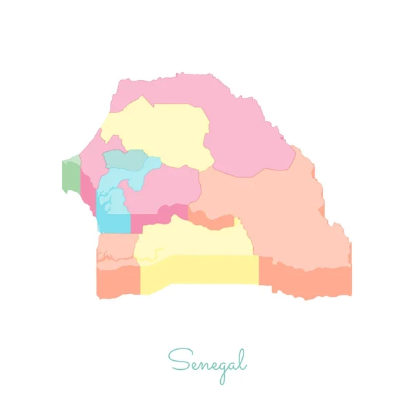 Сенегал регіону карту барвисті ізометричної вид зверху диференційований карта Сенегал регіонів вектор — стоковий вектор