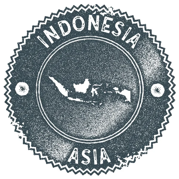 Indonesia mapa vintage sello estilo retro etiqueta hecha a mano insignia o elemento para recuerdos de viaje oscuro — Archivo Imágenes Vectoriales