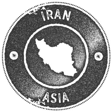 Iran harita vintage damgası Retro tarzı el yapımı etiketi rozet veya öğe için seyahat Hatıra Eşyası koyu gri
