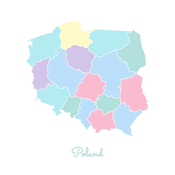 Область Польща карта барвисті з білого структури детальна карта Польща регіонів Векторні ілюстрації — стоковий вектор