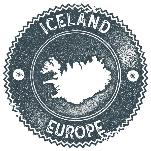 Islandia mapa vintage sello estilo retro etiqueta hecha a mano insignia o elemento para recuerdos de viaje oscuro — Archivo Imágenes Vectoriales