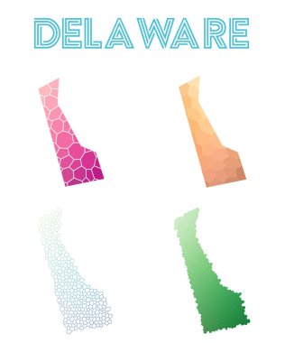 Delaware bize harita mozaik tarzı devlet poligonal koleksiyonu parlak soyut mozaik haritalar