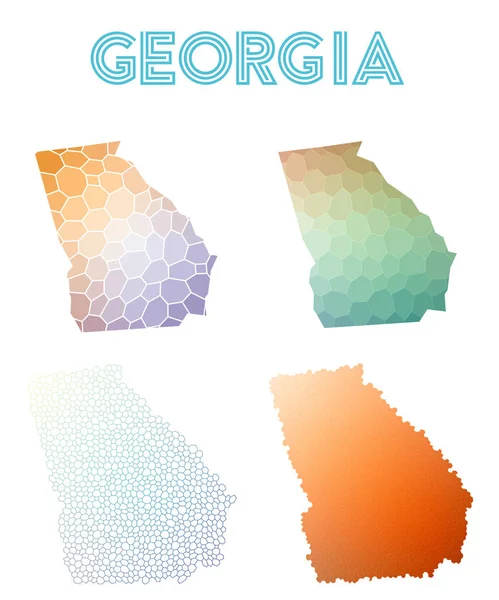 Georgia wielokątne nas Państwo mozaiki styl mapy mapy kolekcji jasne streszczenie tesselacją — Wektor stockowy
