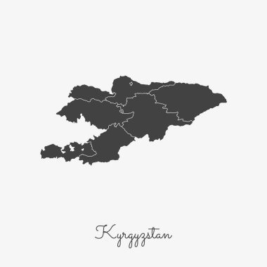 Kırgızistan bölge gri anahat Kırgızistan bölgeler vektör beyaz arka plan detaylı haritada göster