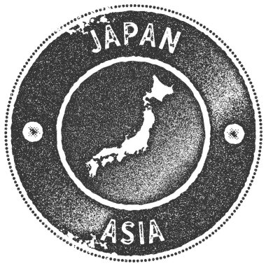 Japonya Haritası vintage damga Retro tarzı el yapımı etiketi rozet veya öğe seyahat Hediyelik karanlık