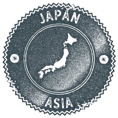 Japonya Haritası vintage damga Retro tarzı el yapımı etiketi rozet veya öğe seyahat Hediyelik karanlık