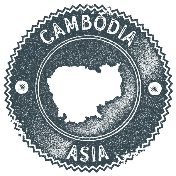 캄보디아 지도 빈티지 스탬프 복고풍 스타일 수 제 라벨 배지 또는 여행 기념품 어두운 요소 — 스톡 벡터