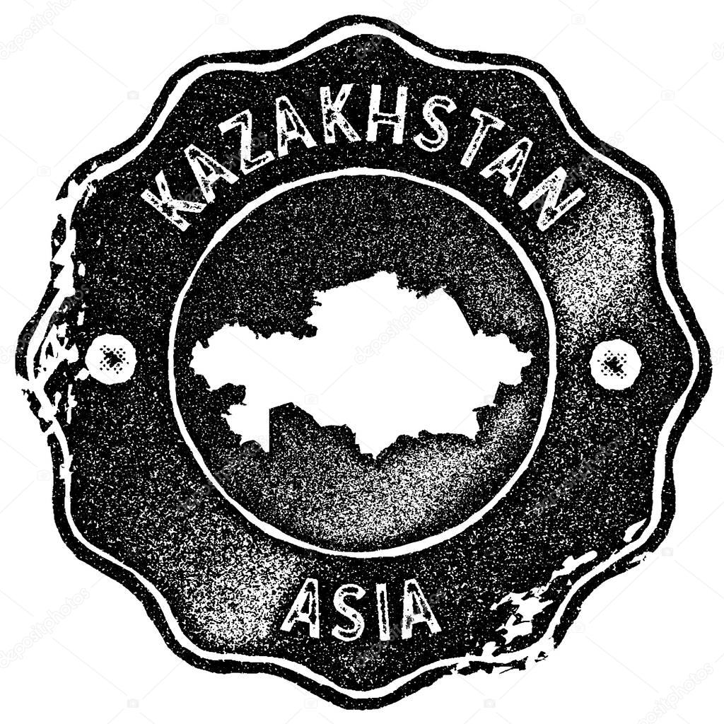 Kazakhstan map vintage stamp Retro style handmade label badge or element for travel souvenirs