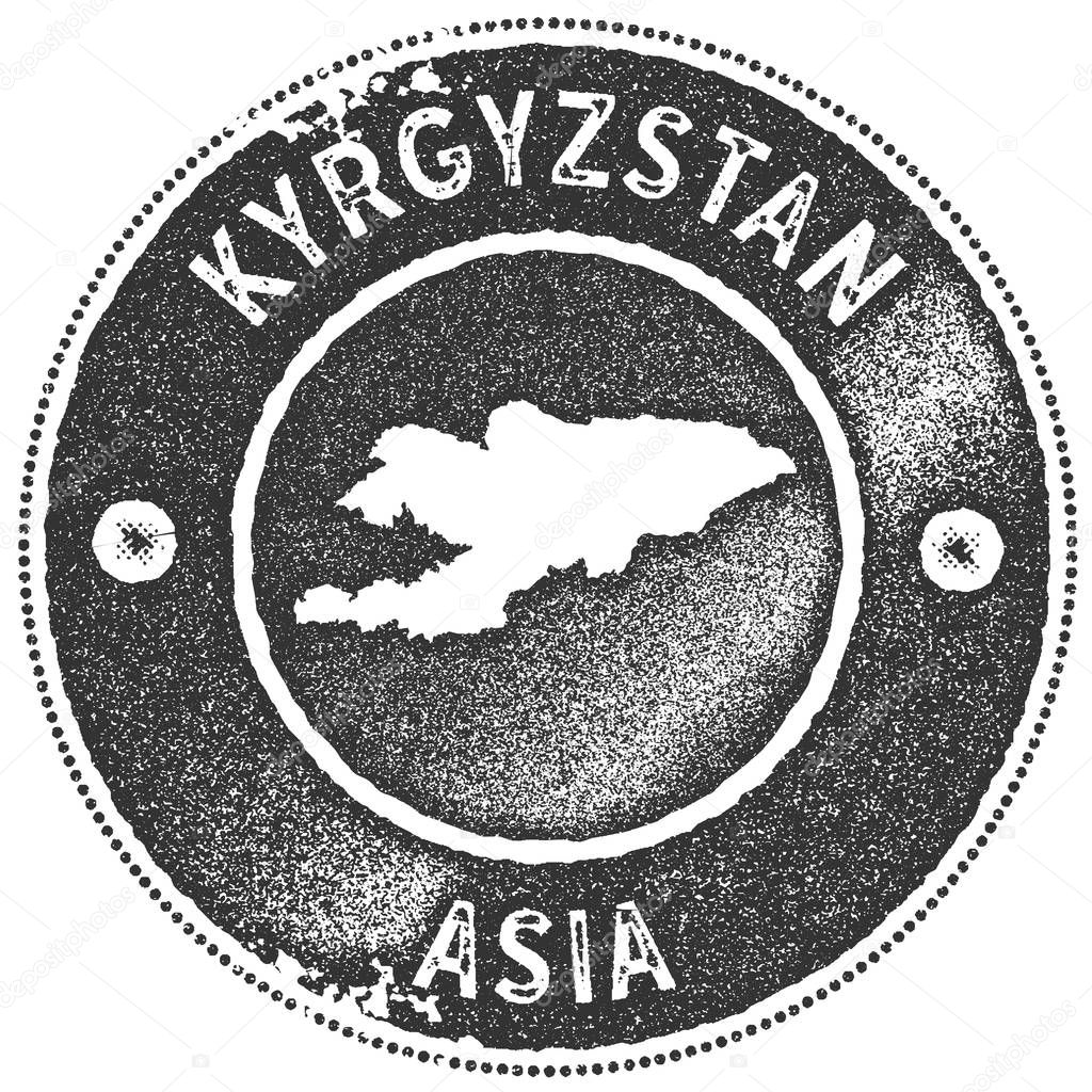 Kyrgyzstan map vintage stamp Retro style handmade label badge or element for travel souvenirs