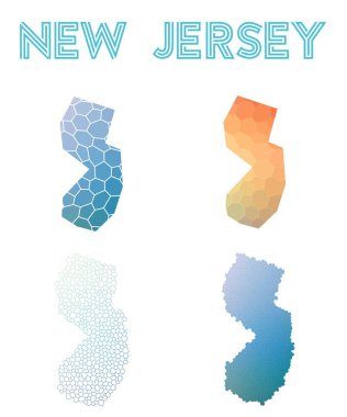 New Jersey bizi harita mozaik tarzı devlet poligonal koleksiyonu parlak soyut mozaik haritalar