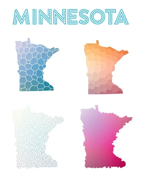 Minnesota polygonal us state map Mosaic style maps collection Bright abstract tessellation