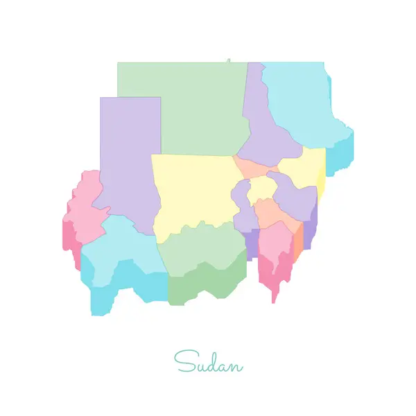 Sudan region map bunte isometrische Draufsicht Detailkarte der sudan-Regionen Vektorillustration — Stockvektor