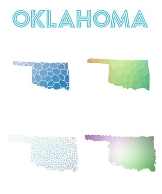 Oklahoma bize harita mozaik tarzı devlet poligonal koleksiyonu parlak soyut mozaik haritalar