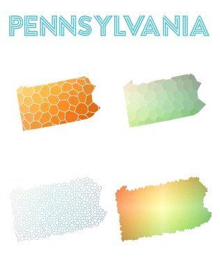 Pennsylvania bize harita mozaik tarzı devlet poligonal koleksiyonu parlak soyut mozaik haritalar