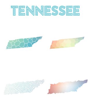 Tennessee bize harita mozaik tarzı devlet poligonal koleksiyonu parlak soyut mozaik haritalar