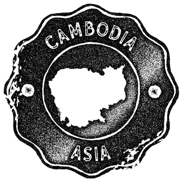 Cambodja kaart stempel op het gebied van vintage Retro stijl handgemaakte label badge of het element reizen souvenirs zwart — Stockvector