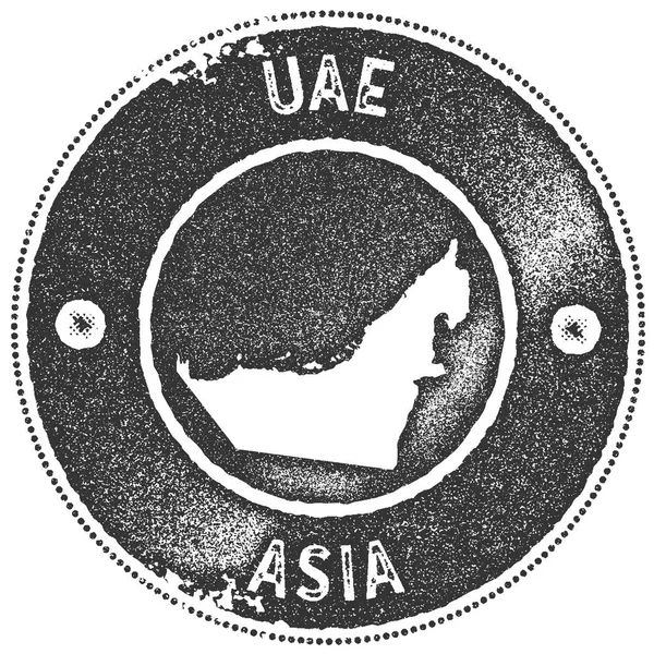 Sello vintage del mapa de los EAU Insignia de etiqueta hecha a mano de estilo retro o elemento para recuerdos de viaje Gris oscuro — Vector de stock