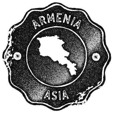 Ermenistan harita vintage damgası Retro tarzı el yapımı etiketi rozet veya öğe için seyahat Hatıra Eşyası siyah