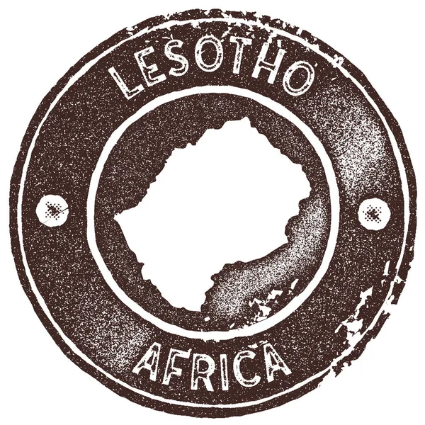 Lesotho map vintage stamp Retro style handmade label badge or element for travel souvenirs Brown — Stock Vector