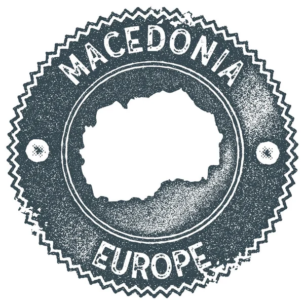 Macedonia mapa vintage sello estilo retro etiqueta hecha a mano insignia o elemento para recuerdos de viaje oscuro — Archivo Imágenes Vectoriales
