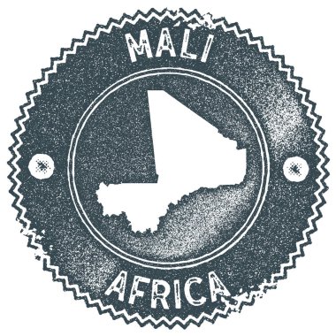 Mali harita vintage damga Retro tarzı el yapımı koyu mavi rozet veya öğe seyahat Hediyelik eşyalar için etiket