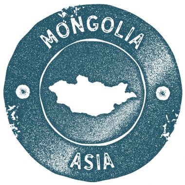 Moğolistan Haritası vintage damgası Retro tarzı el yapımı etiketi Moğolistan rozet veya seyahat için öğe