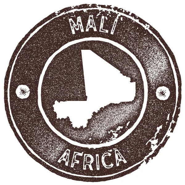 Malí mapa sello vintage Estilo retro etiqueta hecha a mano insignia o elemento para recuerdos de viaje Marrón — Archivo Imágenes Vectoriales